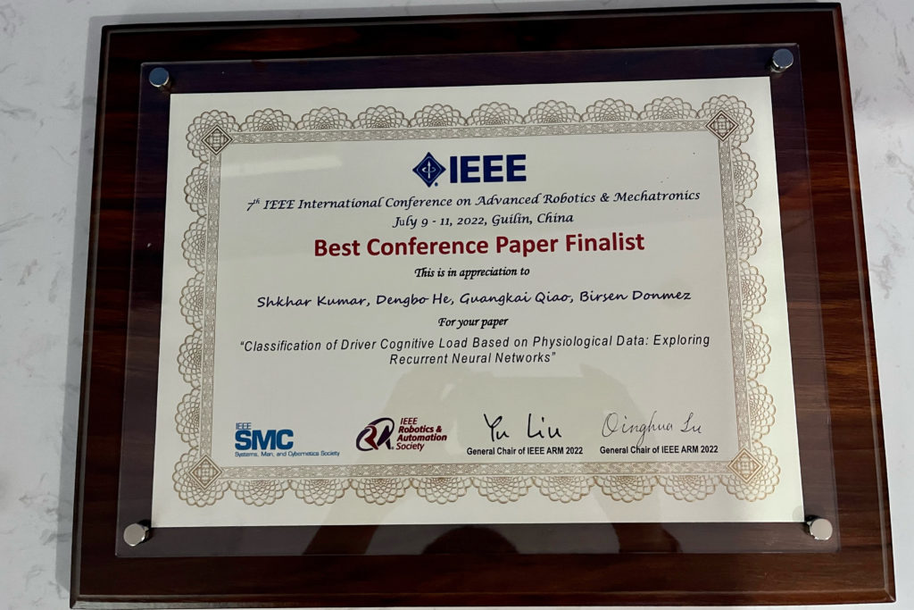 HFASt research was recognized as a best paper finalist for the IEEE International Conference on Advanced Robotics and Mechatronics