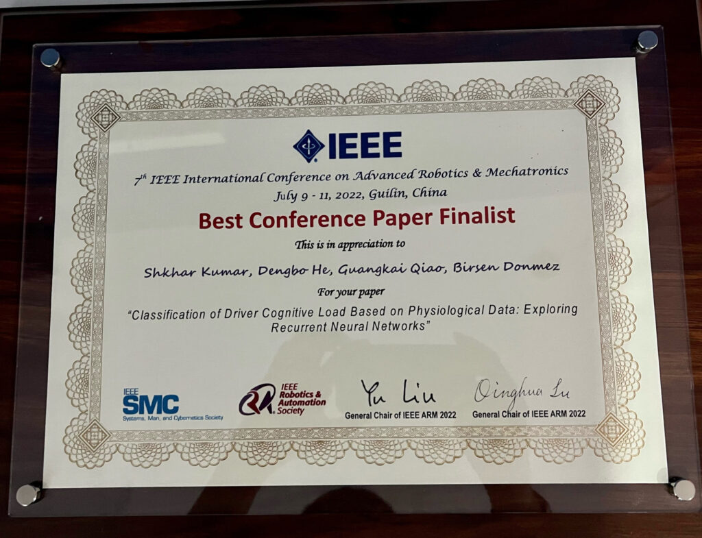 HFASt research was recognized as a best paper finalist for the IEEE International Conference on Advanced Robotics and Mechatronics